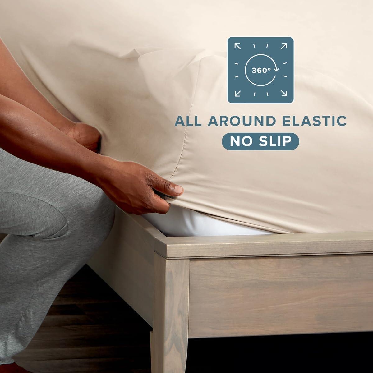 Bare Home drap-housse posé sur un matelas Twin XL illustrant l'ajustement