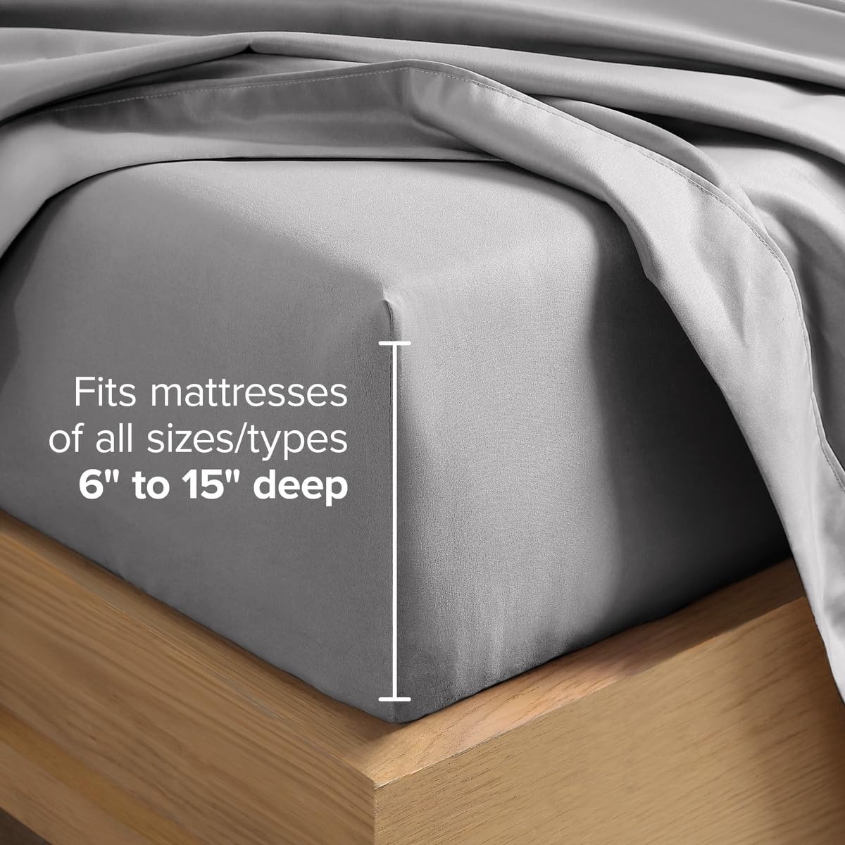 Bare Home drap plat et drap-housse étalés montrant dimensions exactes