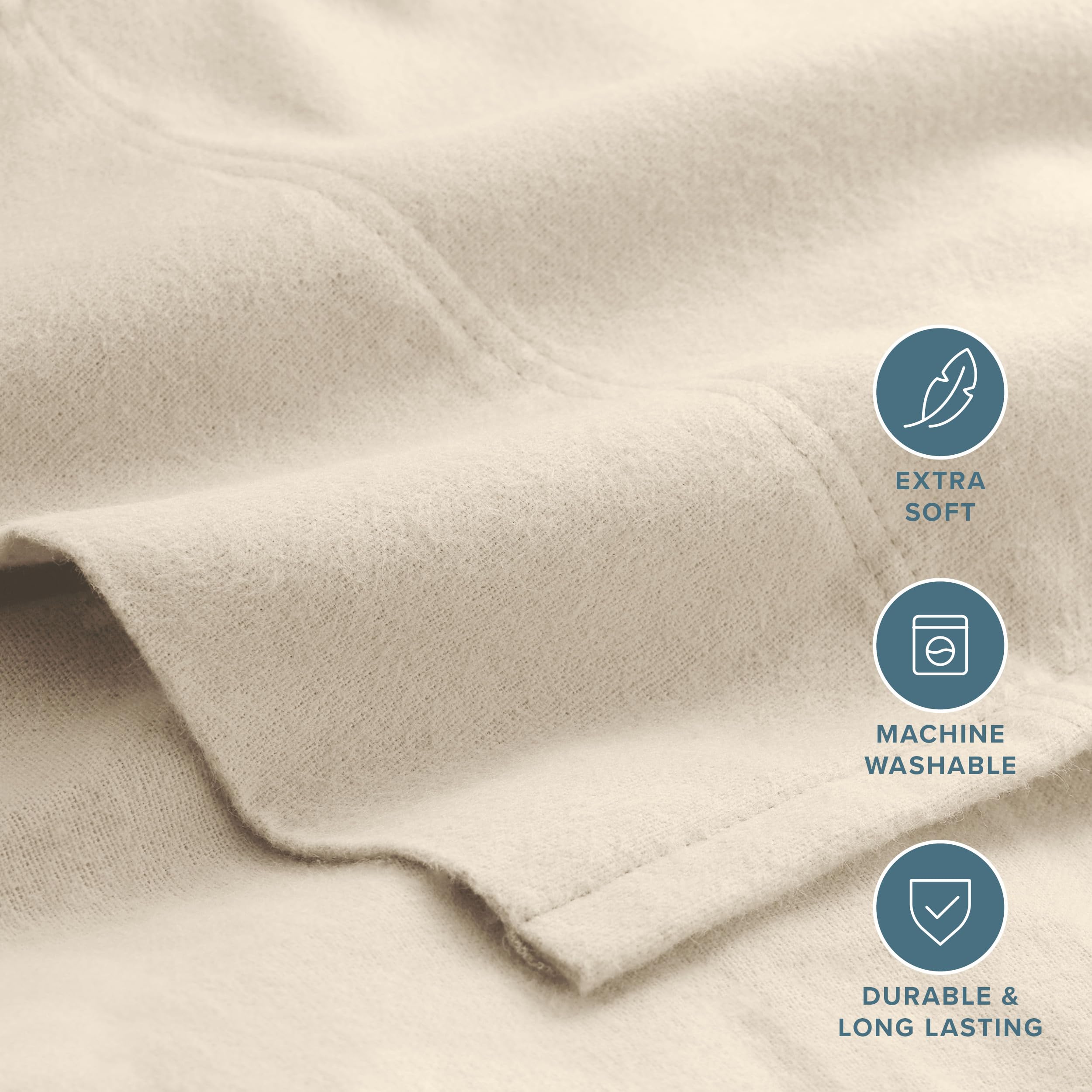 Bare Home drap plat et taies disposés pour montrer couleur sable et ensemble coordonné