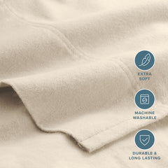 Bare Home drap plat et taies disposés pour montrer couleur sable et ensemble coordonné