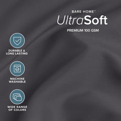 Bare Home drap plat étendu montrant la coupe large et la teinte Forged Iron Grey