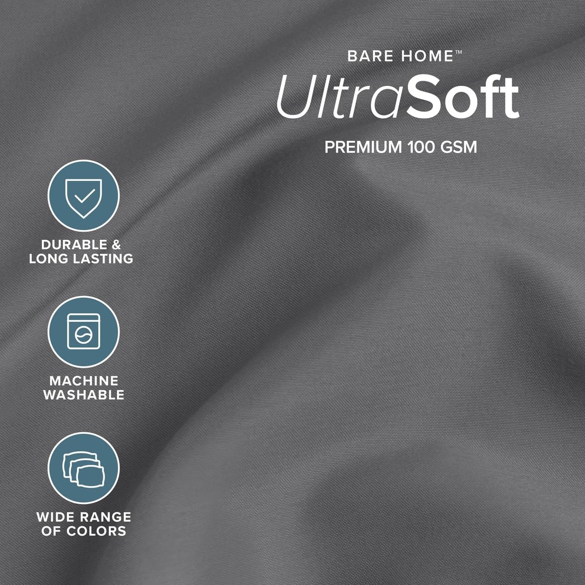 Bare Home drap plat et taies posés sur lit pour un rendu soigné et coordonné