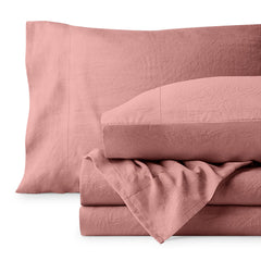 Bare Home drap plat plié révélant texture décontractée et aspect lin