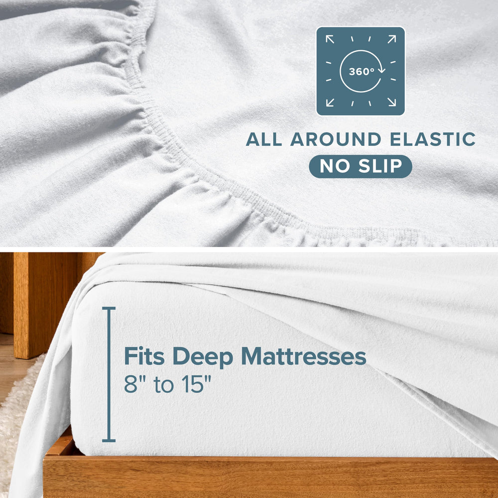 Bare Home drap installé sur matelas King montrant tombé net
