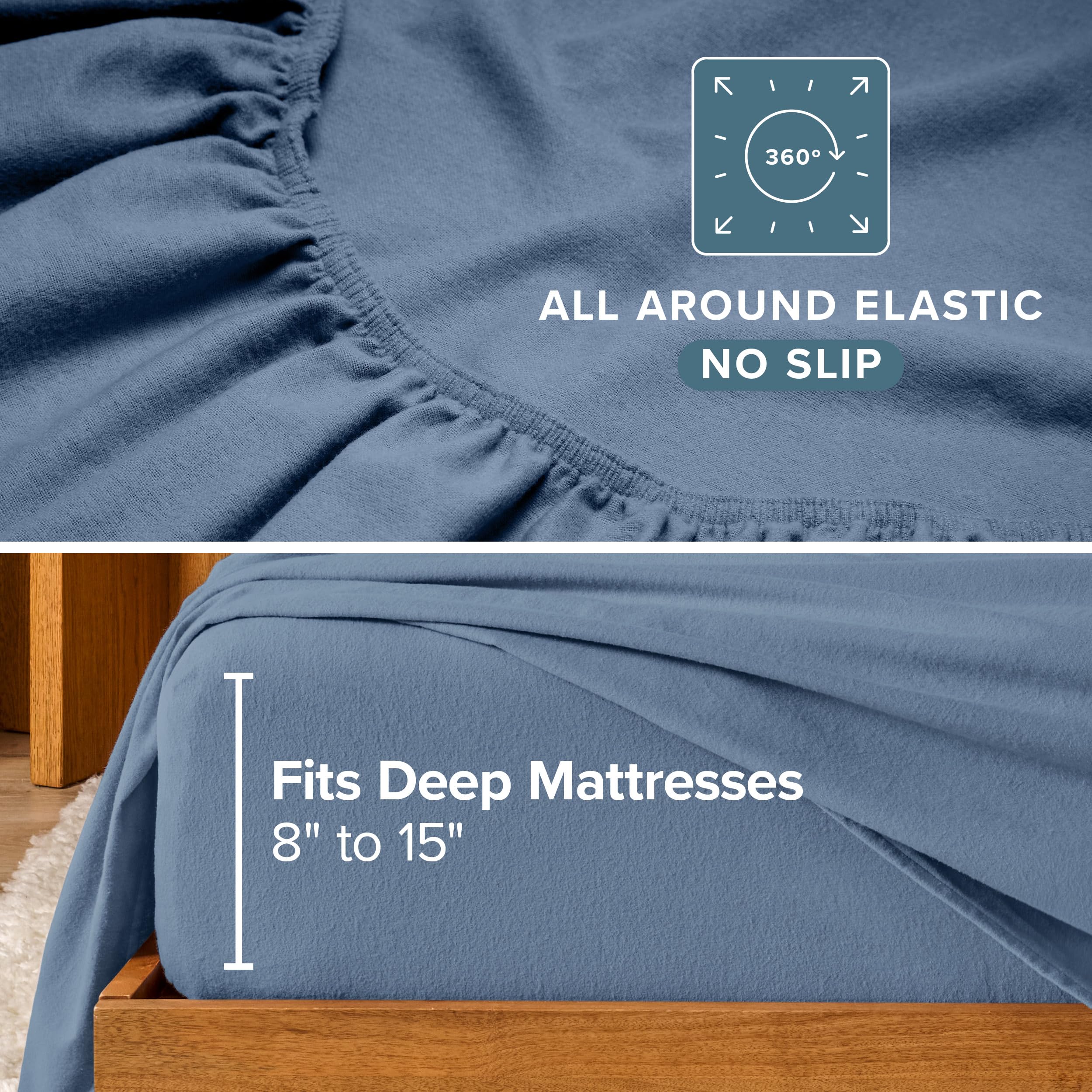 Bare Home draps King en situation avec matelas pour comparaison de taille