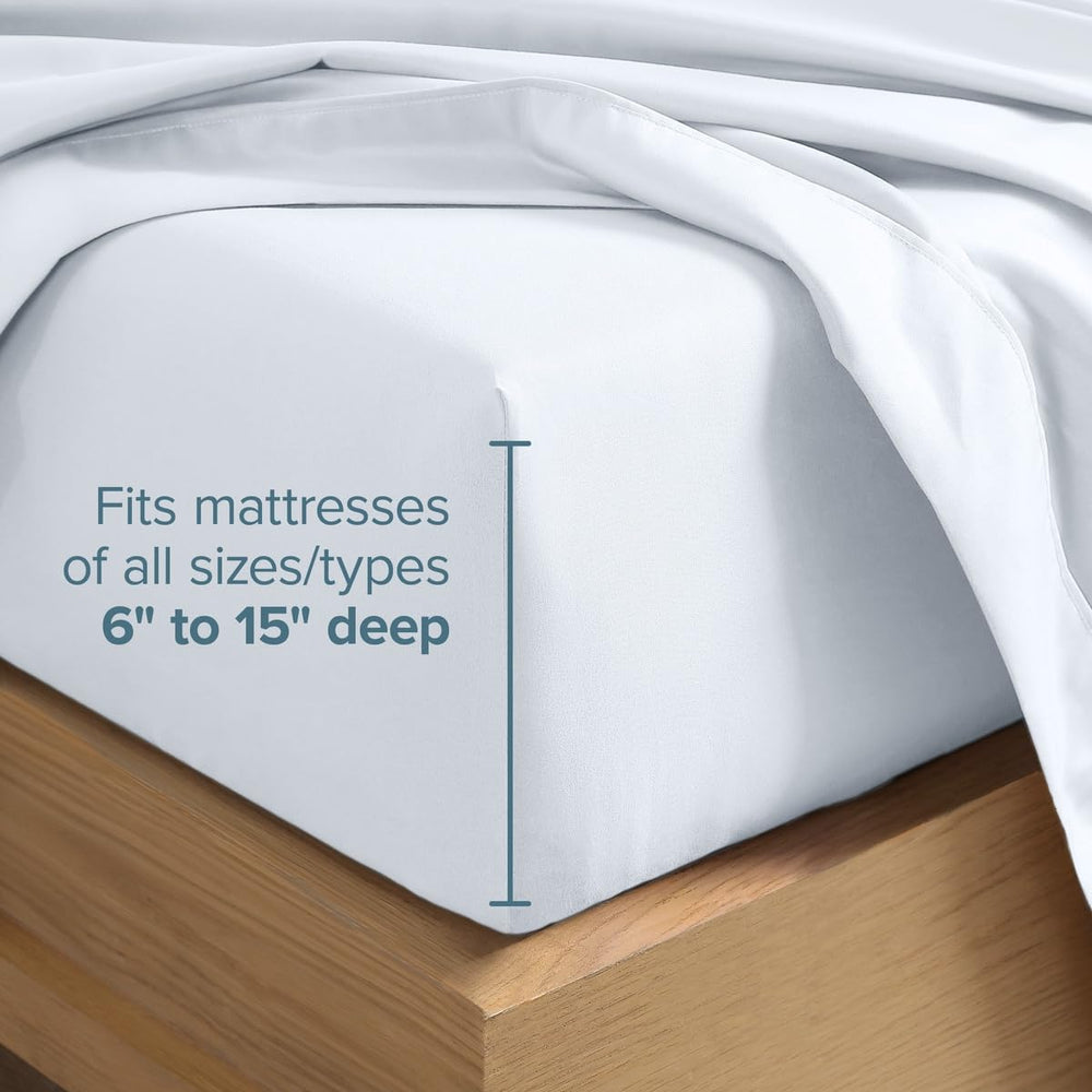 Bare Home draps installés sur un matelas Twin XL illustrant ajustement net