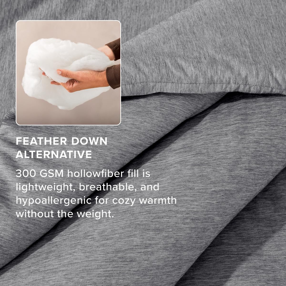 Bare Home comforter posé sur un lit Twin XL montrant tombé généreux