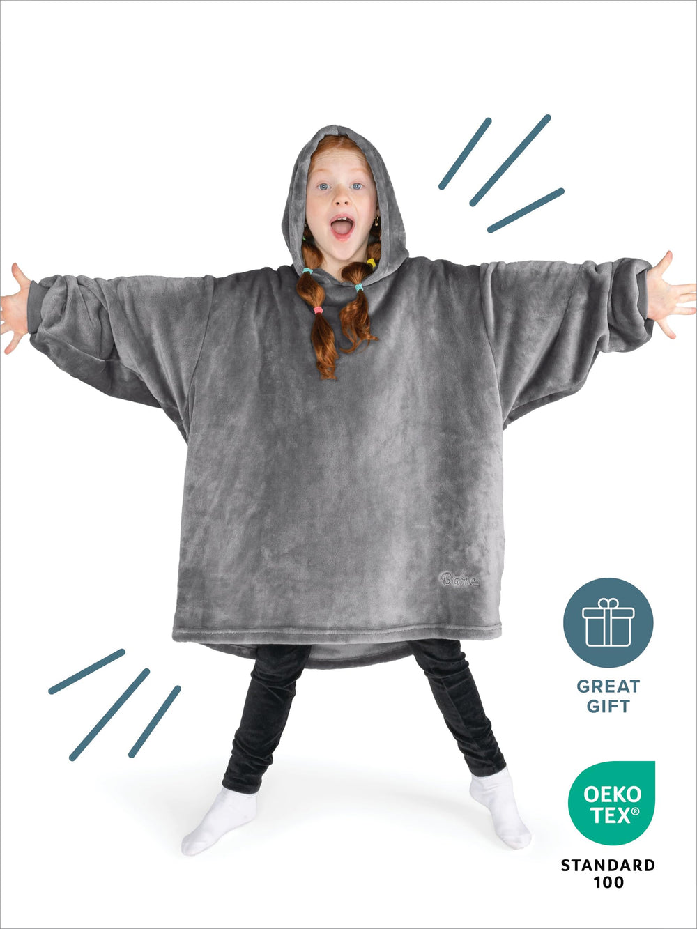 Bare Home enfant portant la wearable blanket, confort pour jeux et siestes