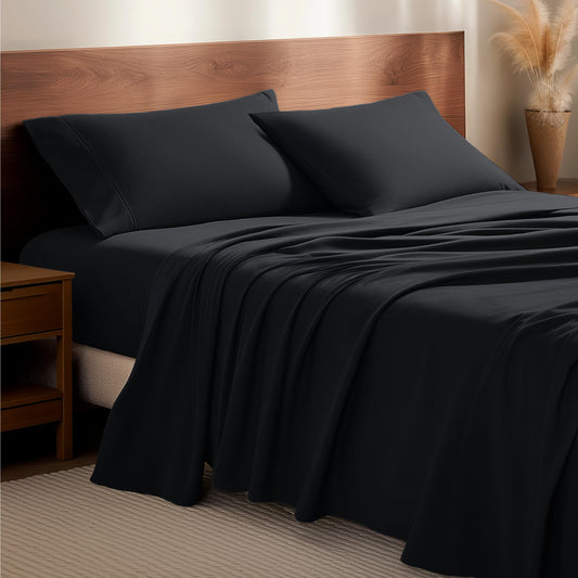 Bare Home packaging de l'ensemble Queen montrant le coffret et la couleur noire, pratique pour offrir