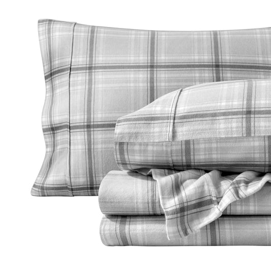 Bare Home ensemble plié Glencoe plaid montrant motif chaleureux et confort