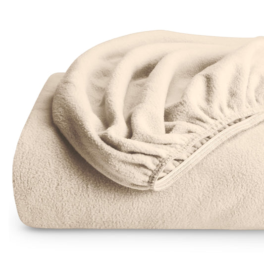 Bare Home housse drap Queen montrée de face, maintien ferme et look sable confortable