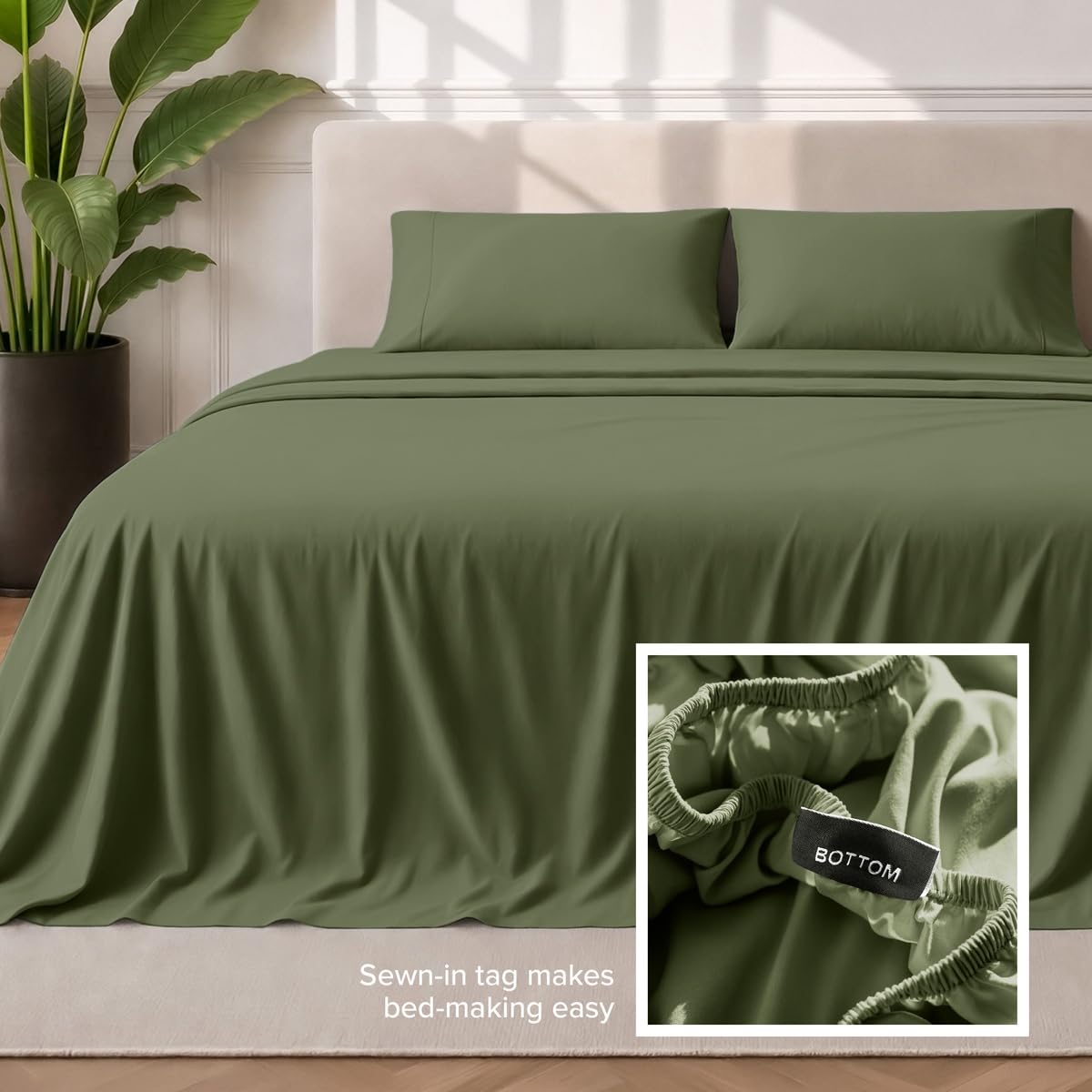 Bare Home mise en scène de lit décoré en Cypress pour inspiration chambre apaisante