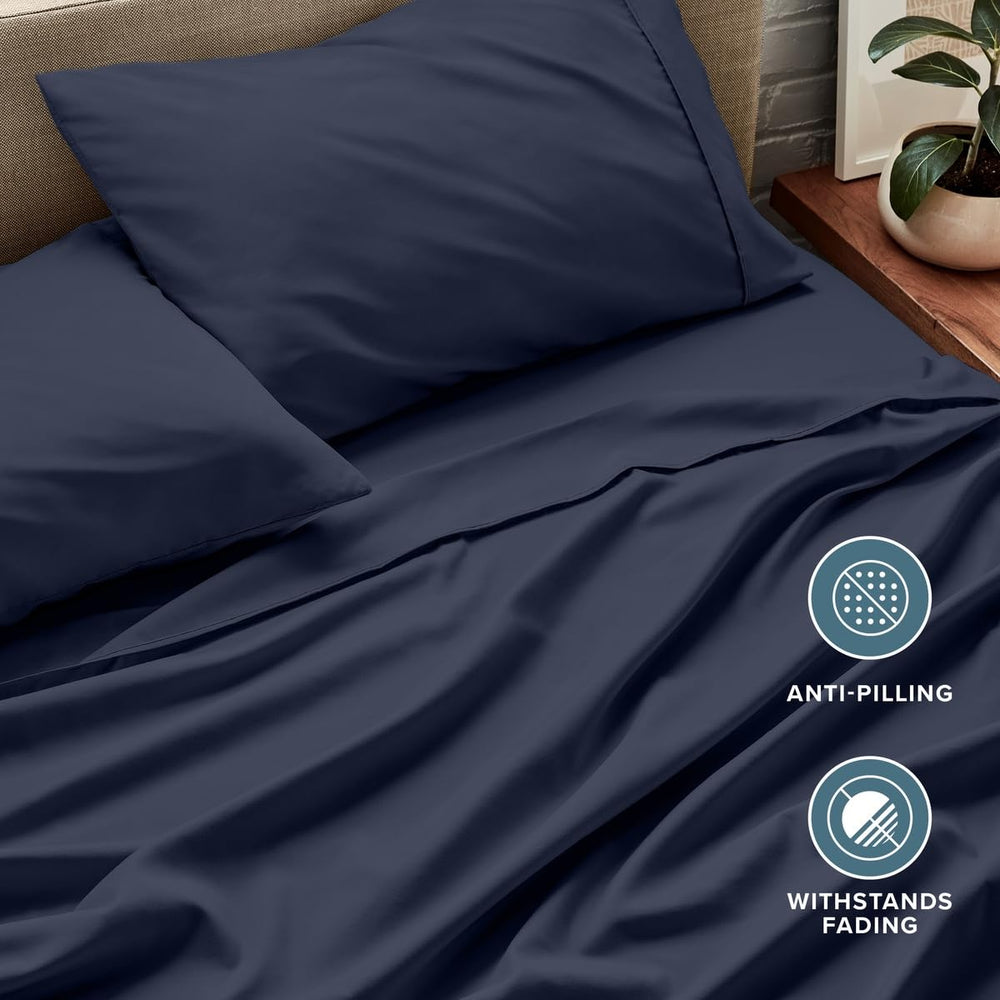 Bare Home application sur lit montrant drap-housse bien ajusté avant et après installation