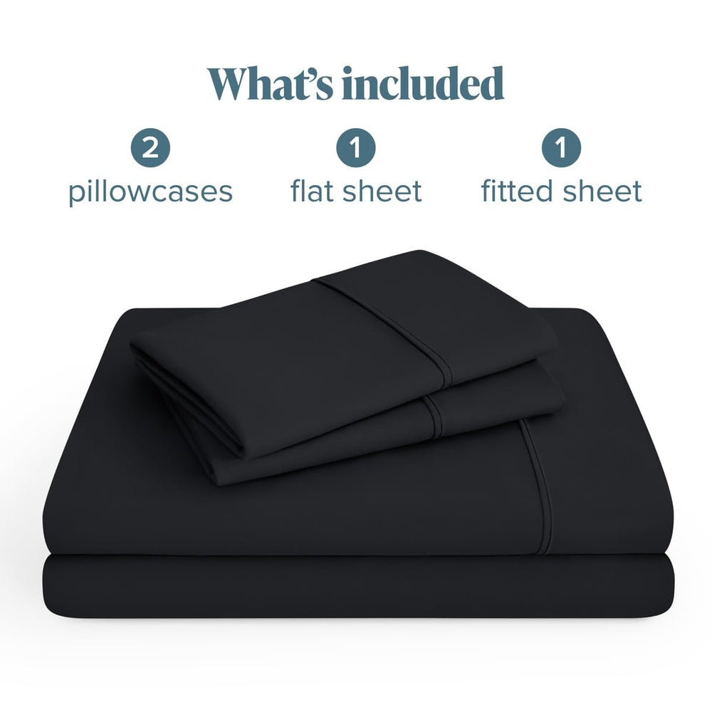 Bare Home draps pliés rangés montrant facilité de rangement et tenue
