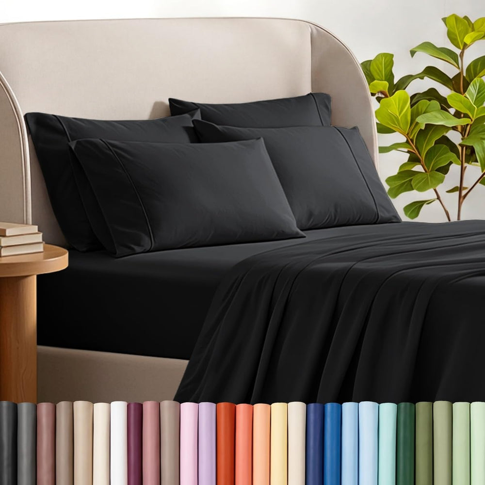 Bare Home vue avant de la parure Twin XL noir, look élégant et net