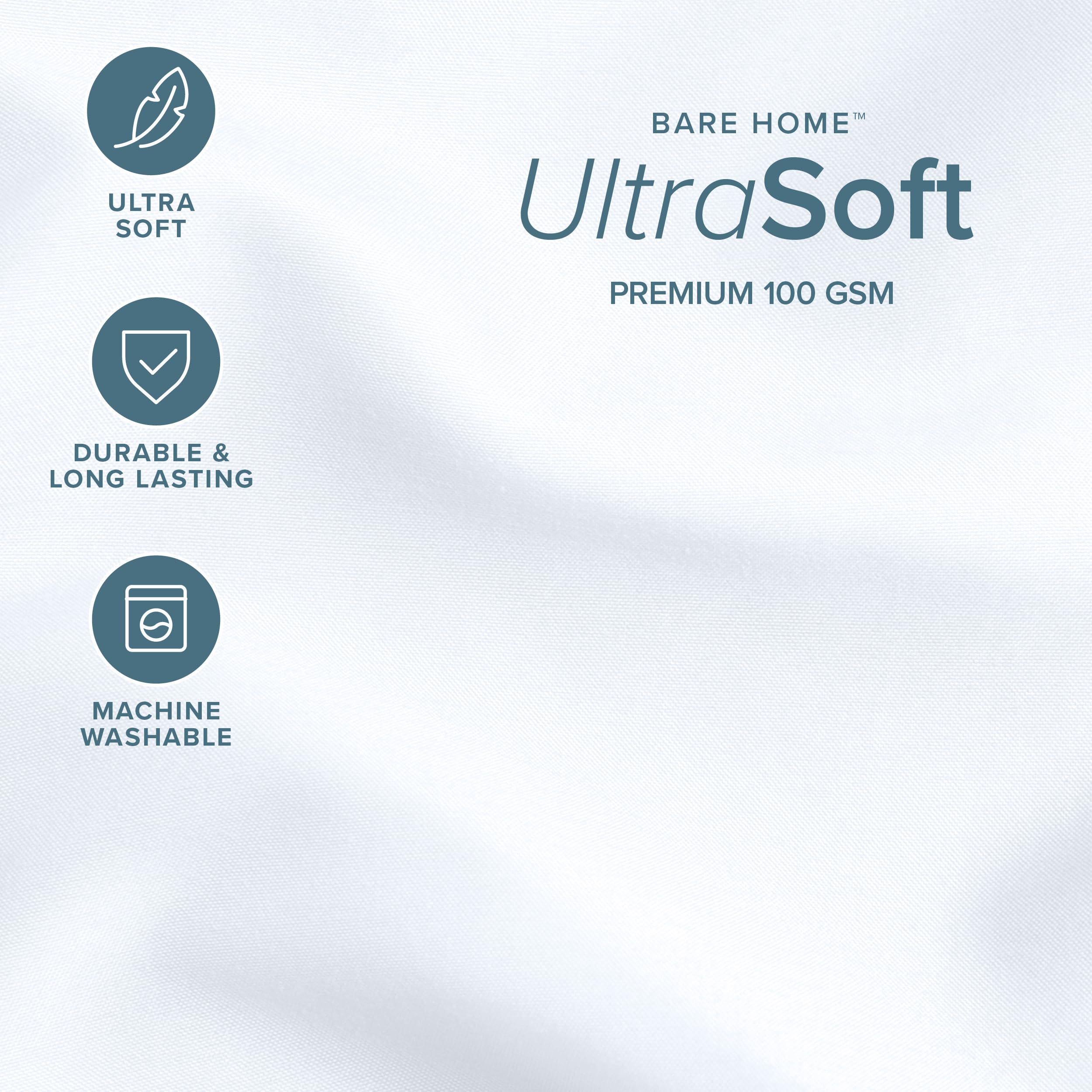 Bare Home gros plan tissu brossé, met en avant douceur immédiate
