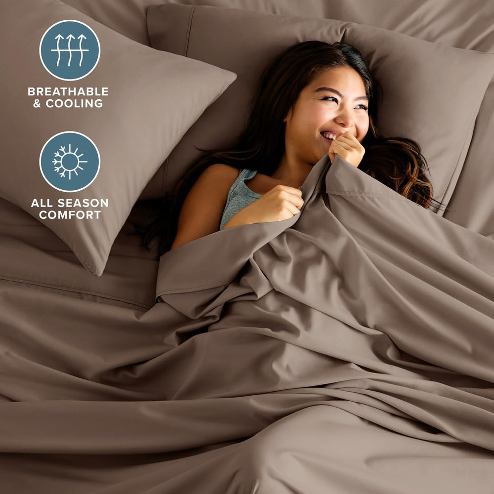 Bare Home gros plan du tissu brossé montrant douceur et confort immédiat