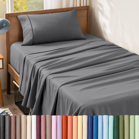 Bare Home parure twin devant montrant couleur grise et finition soignée