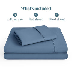 Bare Home lit Twin XL fait en Coronet Blue mettant en scène une chambre accueillante
