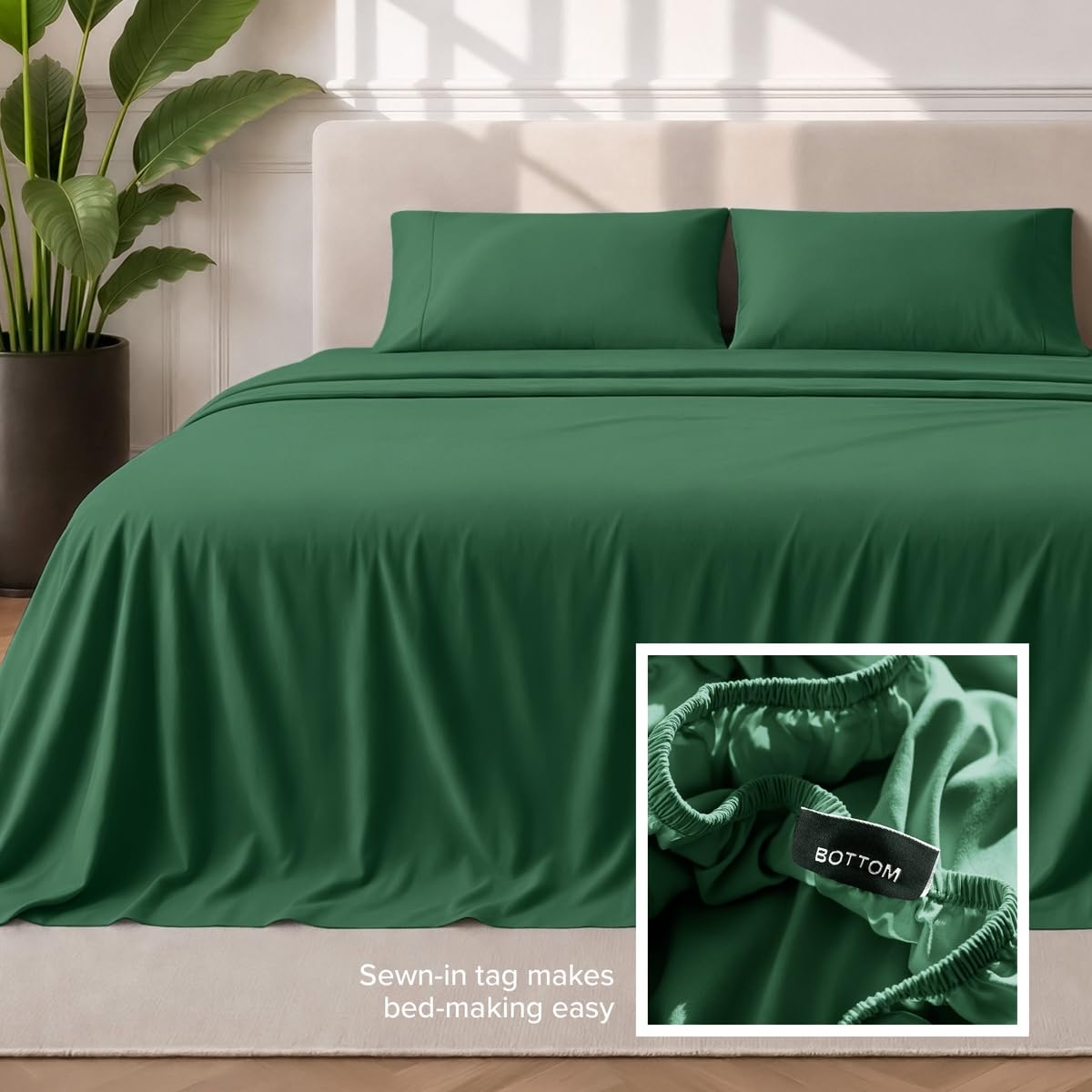 Bare Home zoom sur la poche profonde 15" du drap-housse garantissant un ajustement ferme