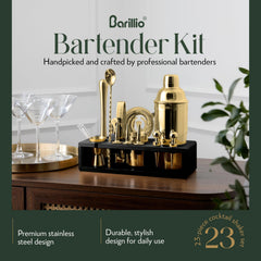 barillio gros plan finition dorée miroir sur acier inoxydable, look premium