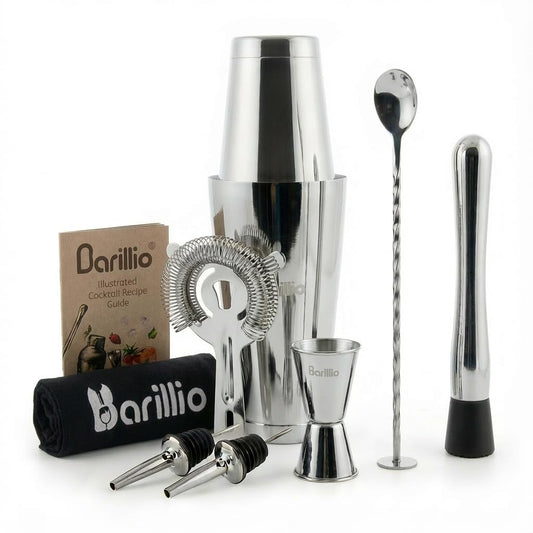Barillio shaker devant montrant finition argentée et ergonomie
