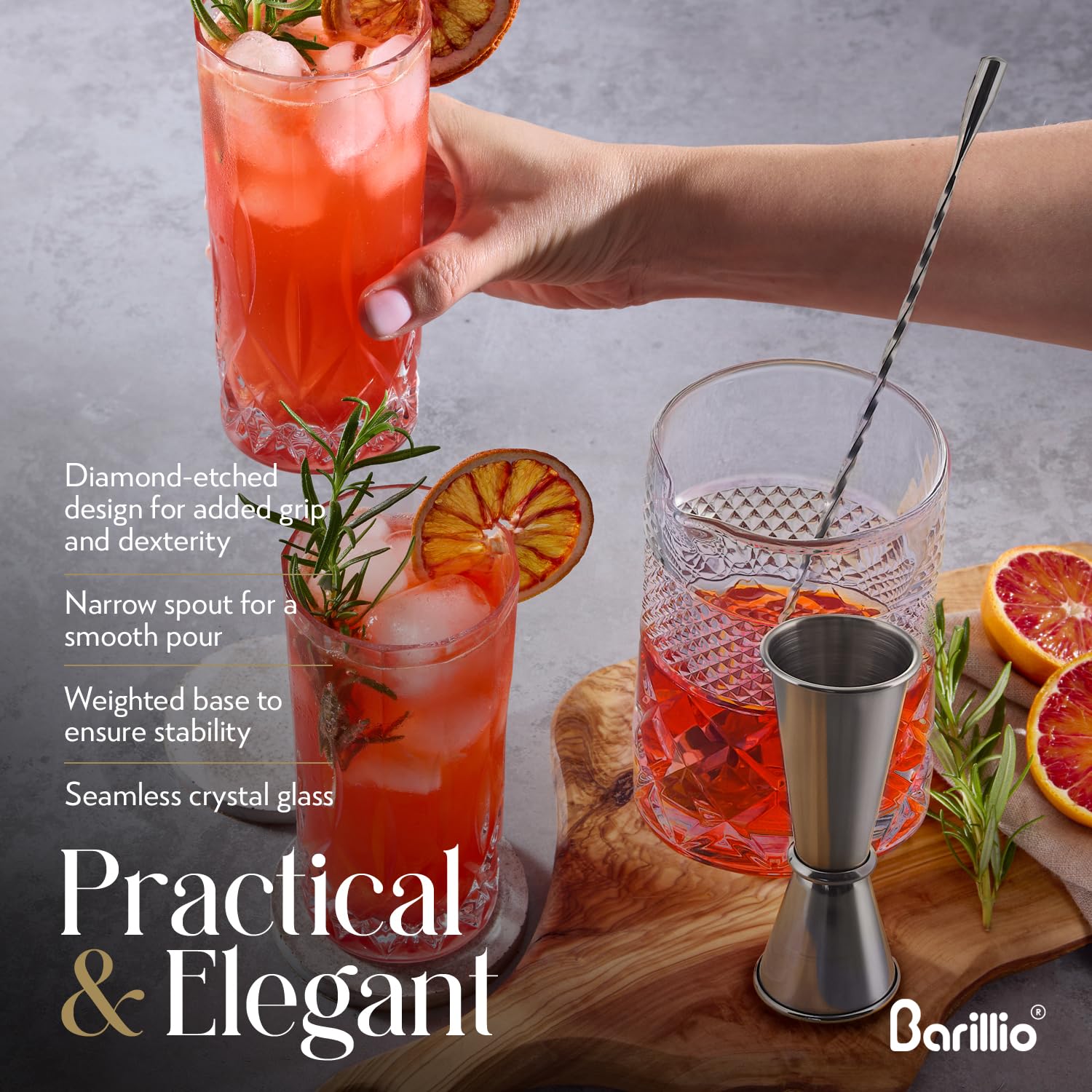 Barillio verre en usage pendant préparation montrant contrôle de la dilution