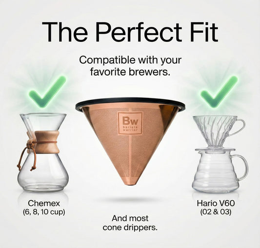 Barista Warrior gros plan de la maille en inox 304, capture les fines particules tout en libérant les huiles