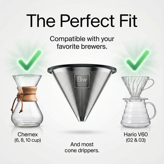 Barista Warrior gros plan maille fine montrant filtration précise