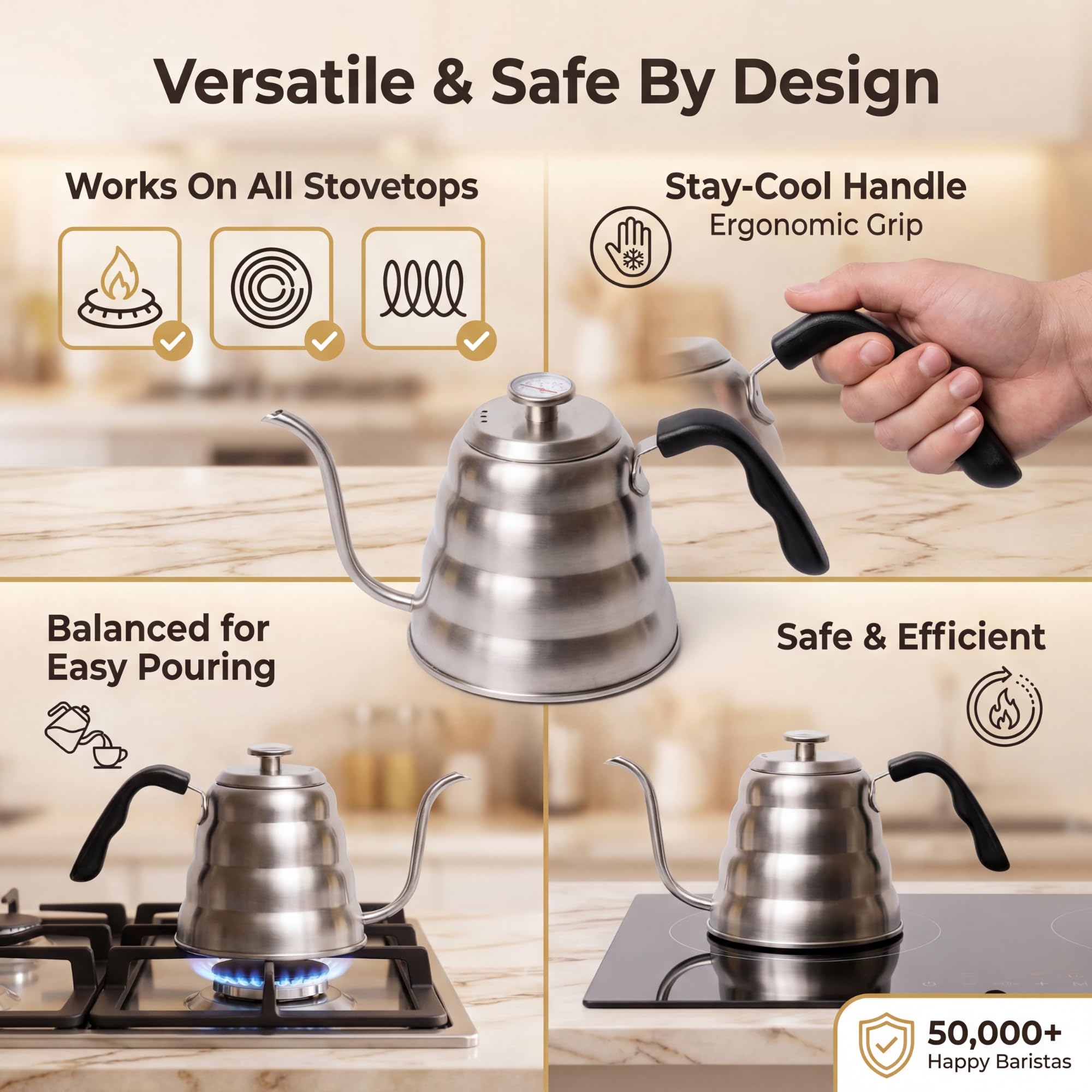 Barista Warrior poignée ergonomique offrant confort et contrôle