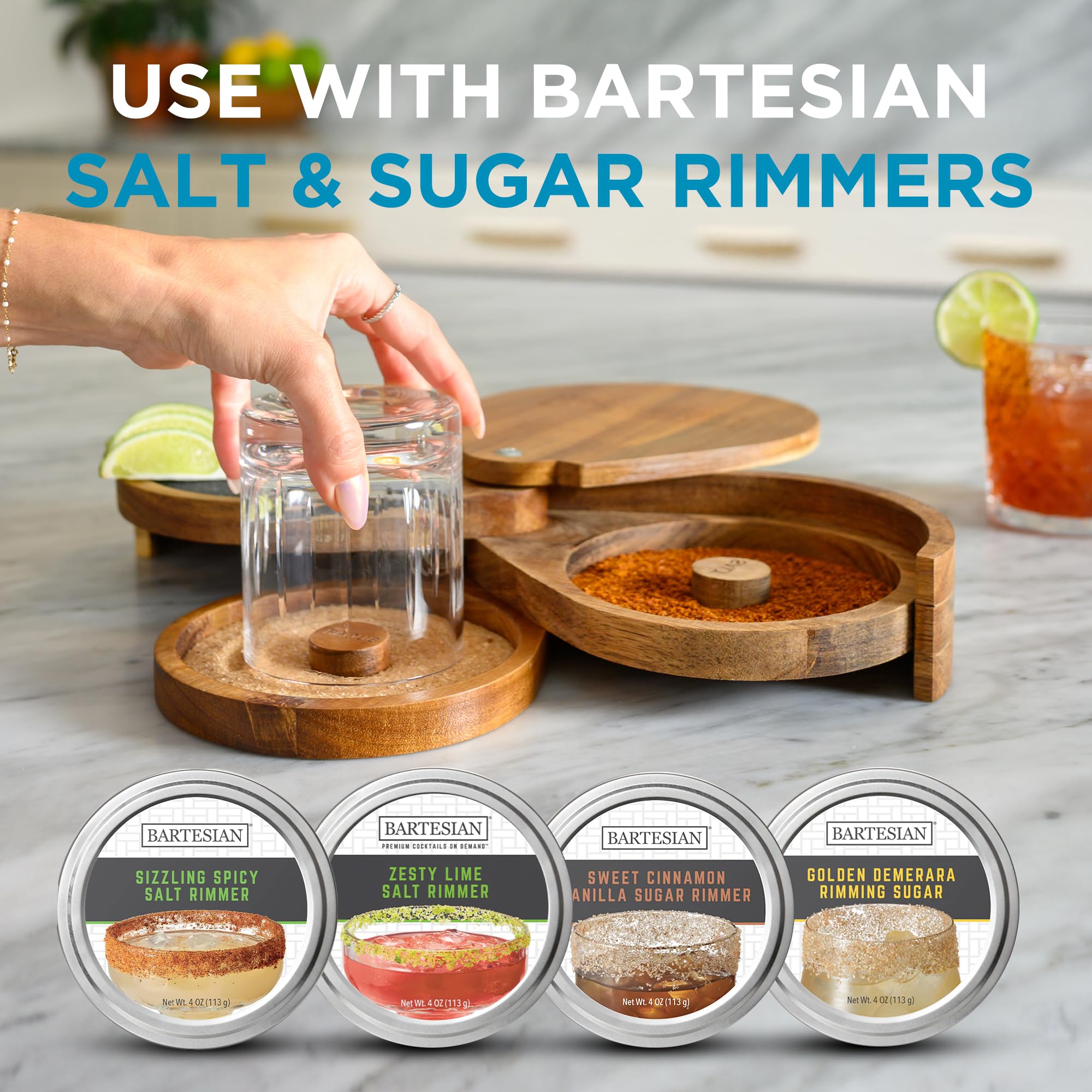 Bartesian Bamboo présenté sur un bar maison pour une finition de cocktail professionnelle