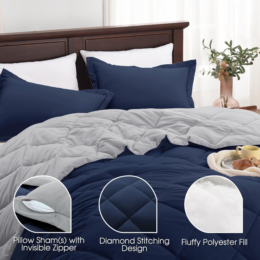 Basic Beyond couette réversible navy et grey pour deux styles selon humeur