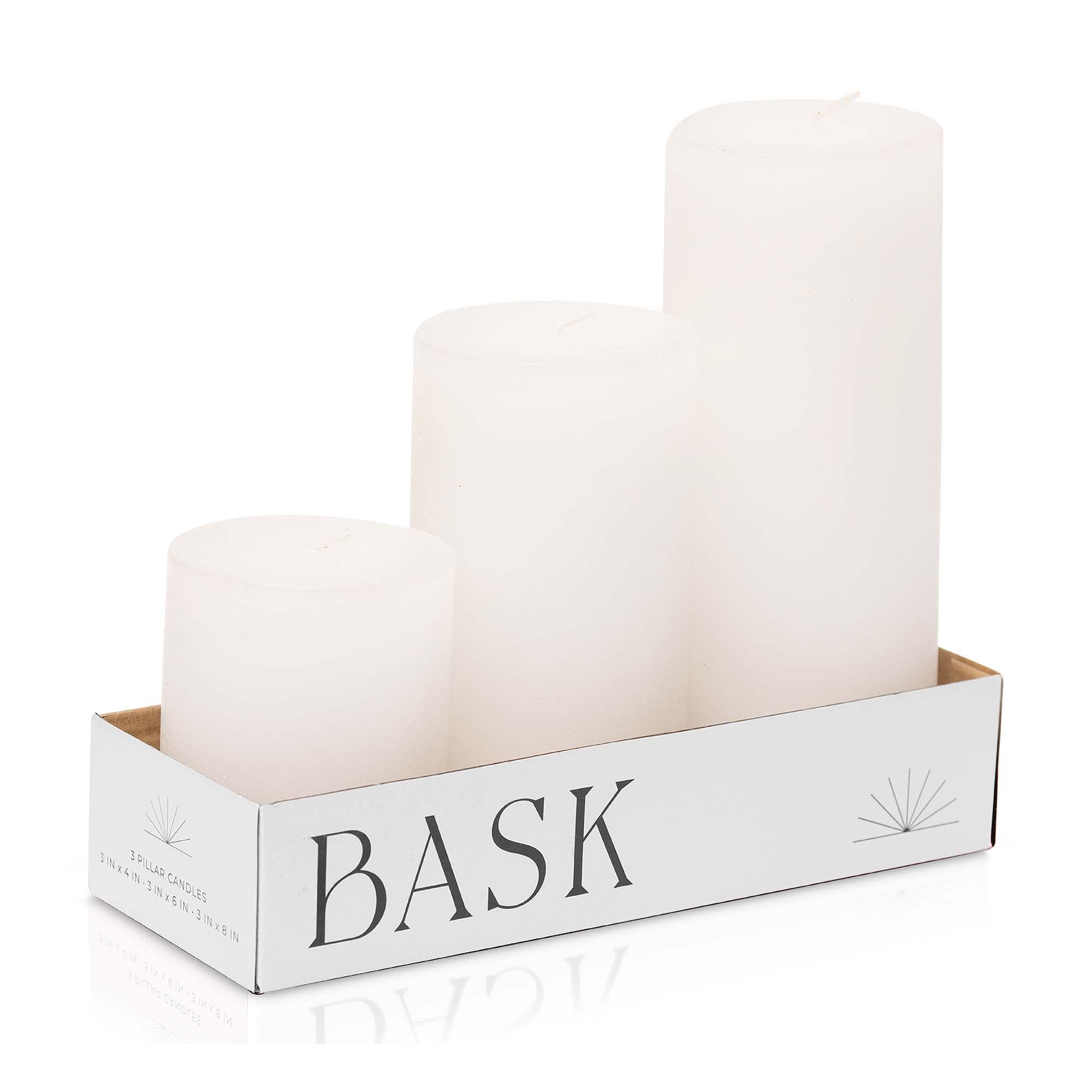 BASK bougies pilier lot de trois vues avant décoration élégante