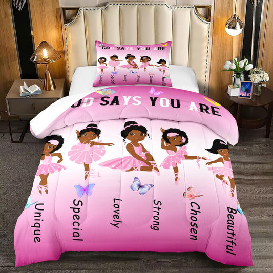 BATATADOCE couette face avant Twin montrant motif ballerine, égaye la chambre