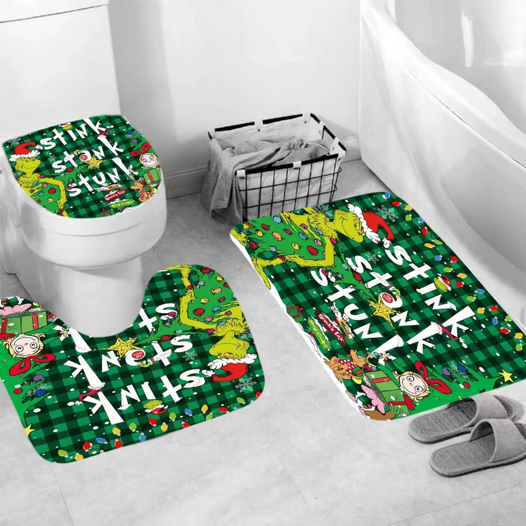 BATERZO tapis en U et couvre-abattant assortis, sécurité et style coordonné