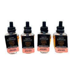 Bath & Body Works recharge Caramel Pumpkin Swirl vue avant montre l'étiquette automnale et invite au confort