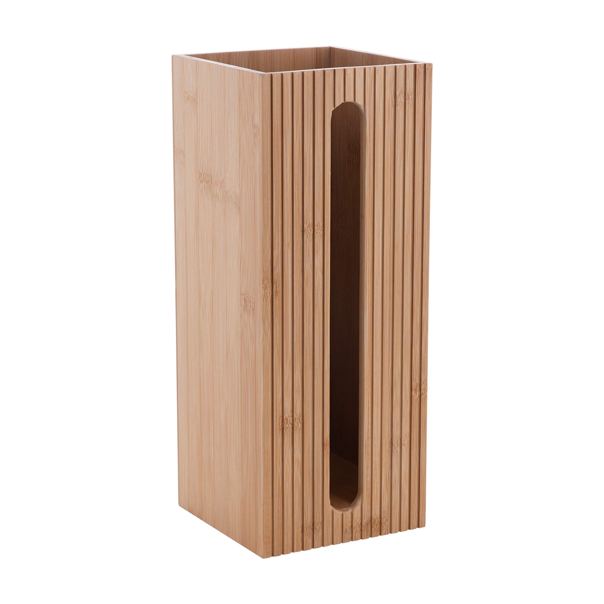 Bath Bliss vue avant du porte-rouleaux en bambou pour rangement élégant