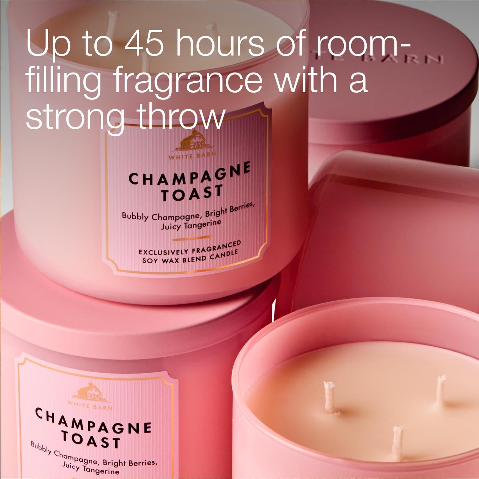 Bath & Body Works étiquette Champagne Toast en gros plan, lecture claire du parfum