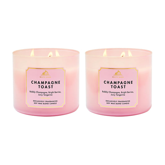 Bath & Body Works bougie Champagne Toast vue face jarre, élégant centre de table