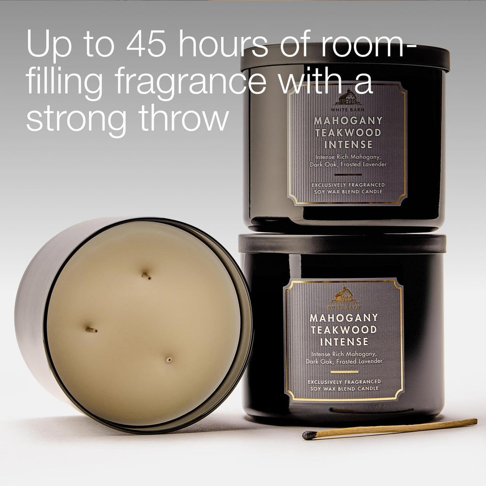 Comparaison d'échelle Bath & Body Works Mahogany Teakwood Intense à côté d'un objet courant, idée taille réelle