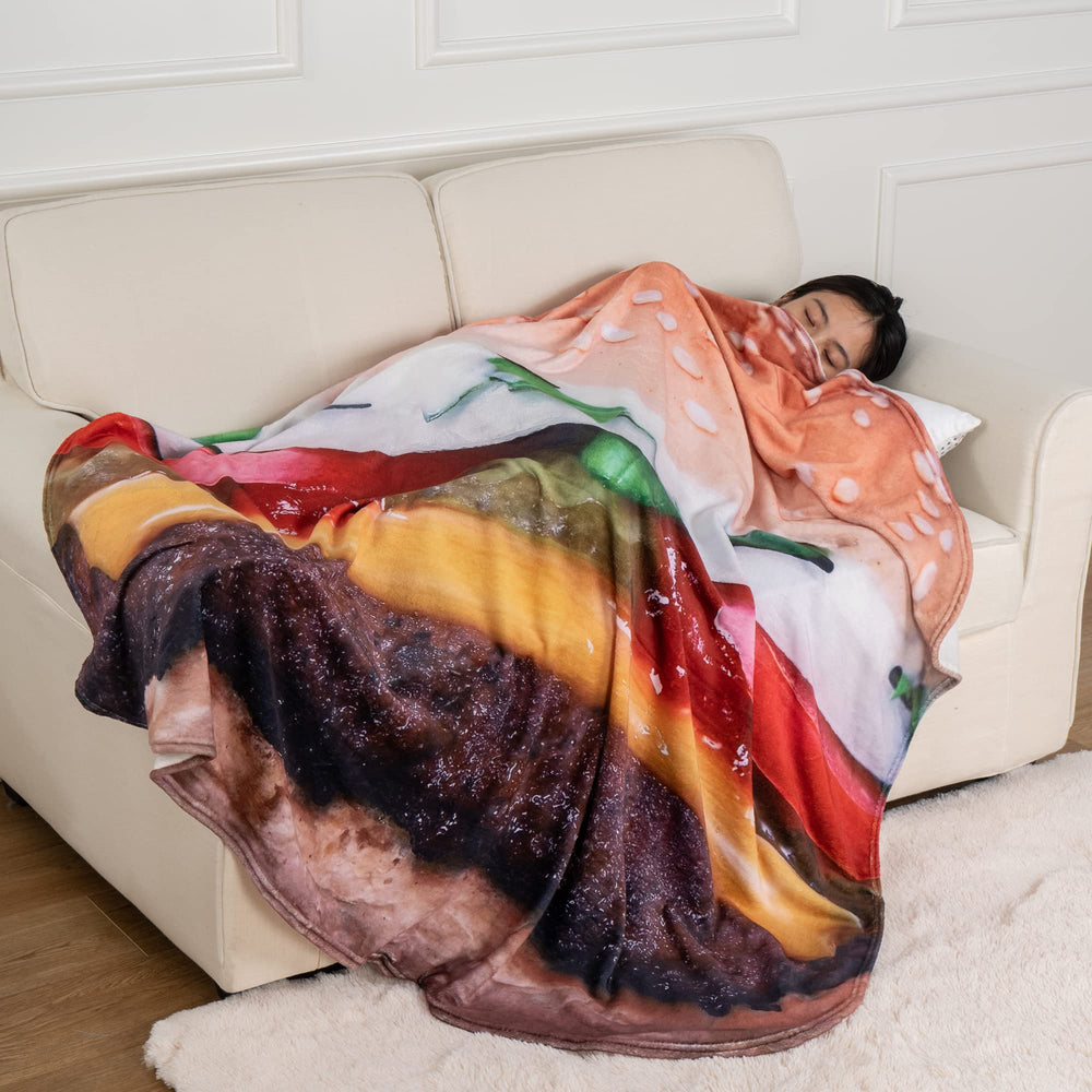 BATTILO HOME plaid hamburger posé sur canapé apportant style amusant au salon