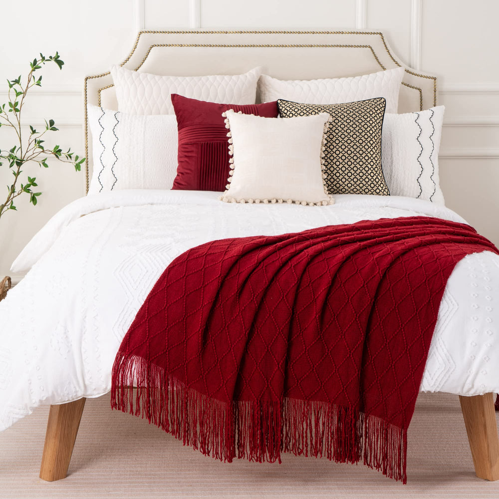 BATTILO HOME plaid rouge posé sur herbe lors d'un pique-nique, pratique à emporter