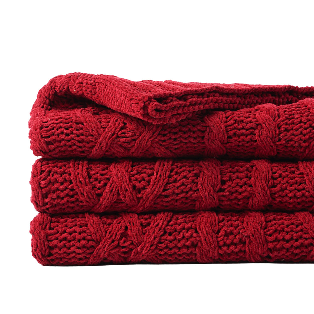 BATTILO HOME plaid rouge foncé face recto, apporte chaleur décorative