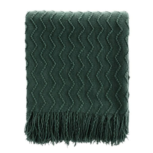 BATTILO HOME packaging du plaid vert montrant la taille et l’emballage pratique