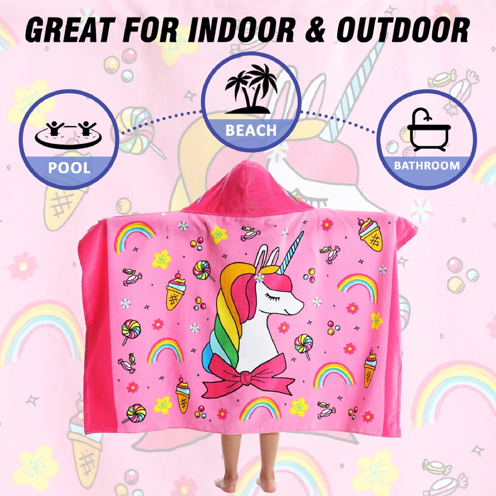 Bavilk poncho à côté d’un ballon pour comparaison de taille, bonne couvrance
