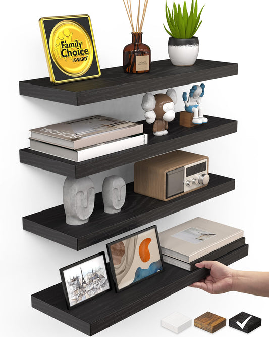 BAYKA étagère face noire montrant design minimal et gain d'espace