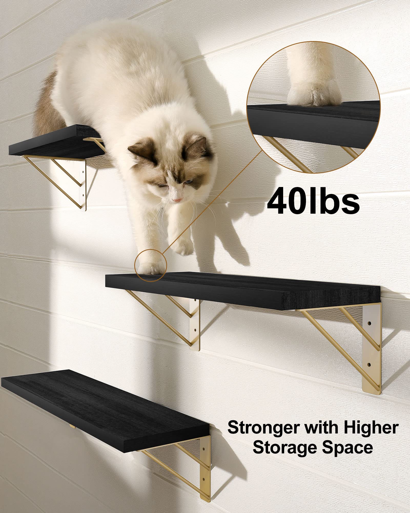 BAYKA support triangulaire noir et or fixation stable pour sécurité