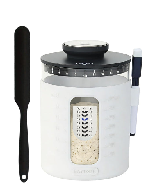 Baytoot pot large ouverture montrant l'accès aisé pour nourrir le levain et gagner du temps