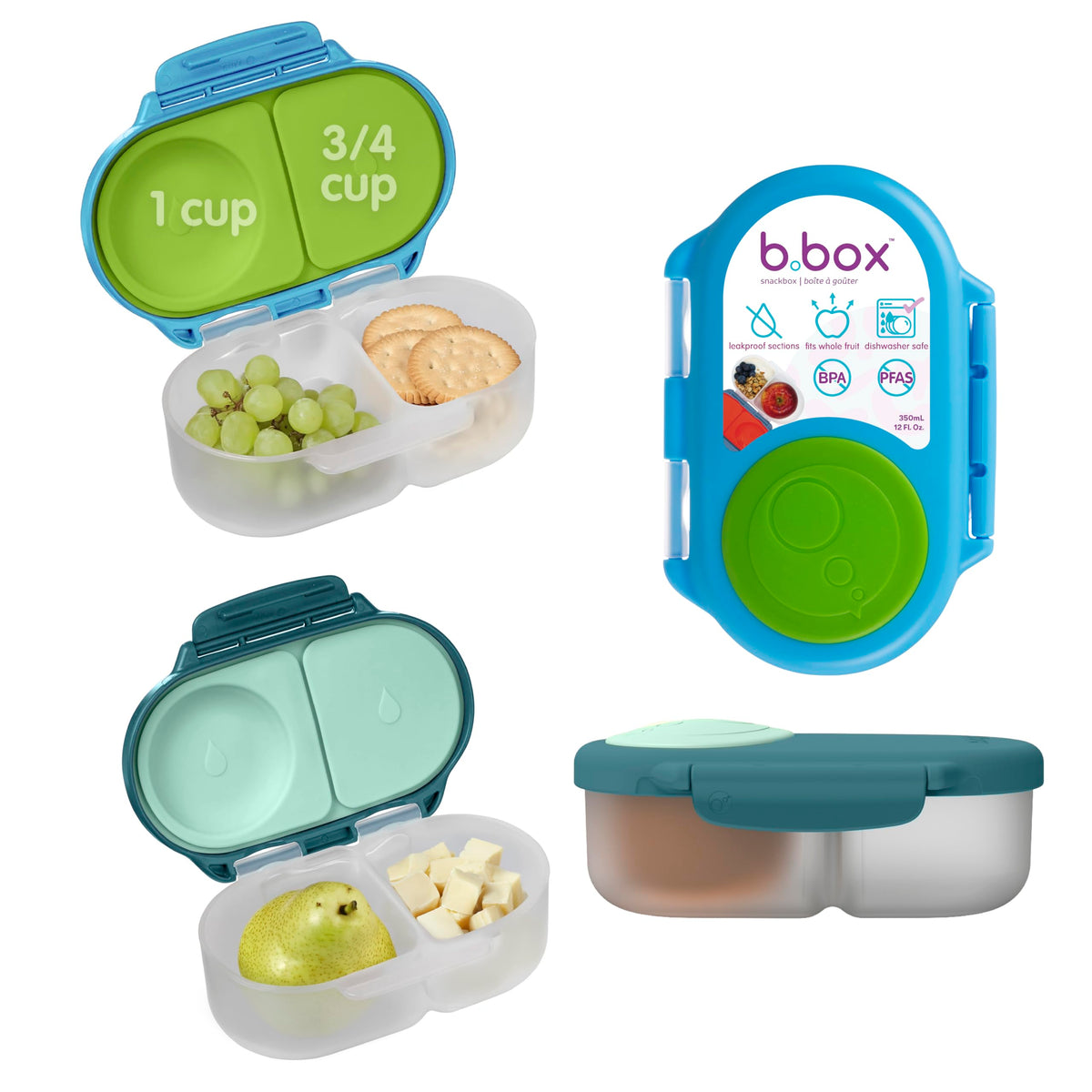 b.box vue avant du pack de deux boîtes snack, rangement pratique