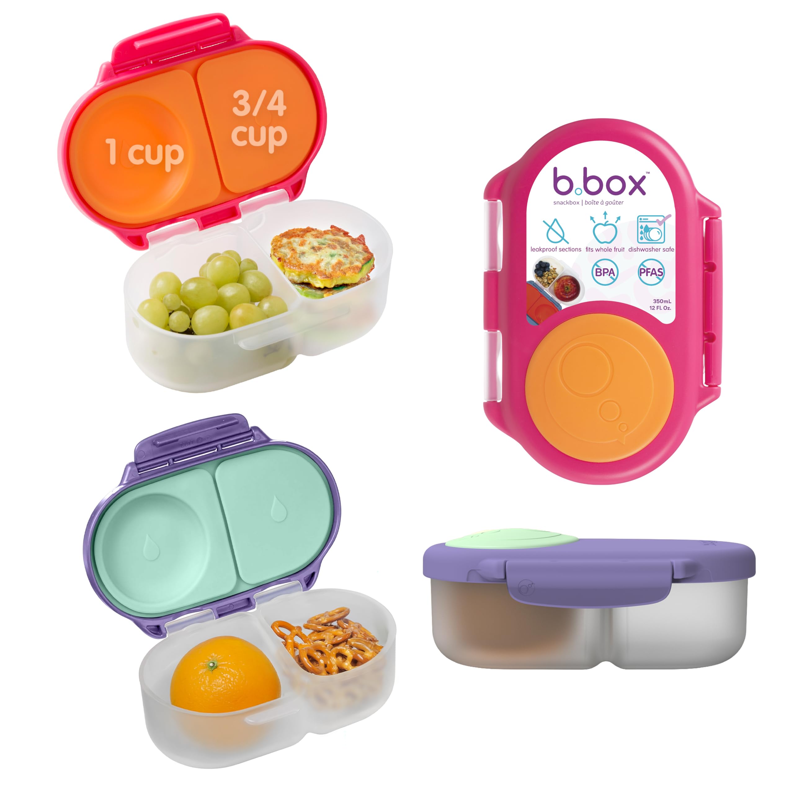 b.box boîte snack face avant montrant design compact et couleurs attrayantes